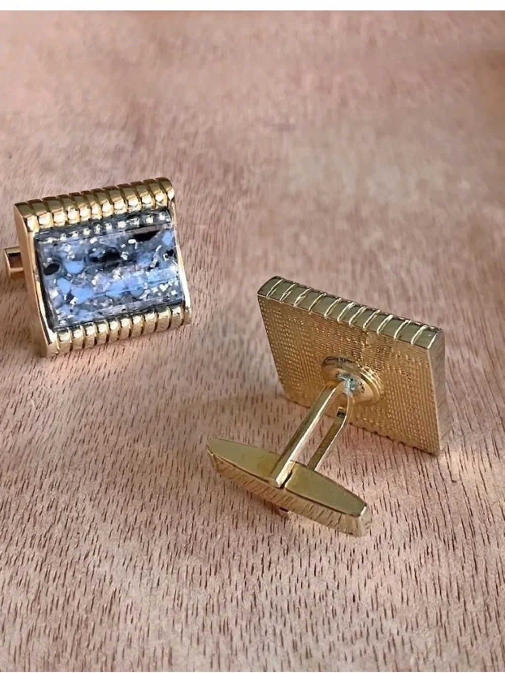 Vintage Lucite Speckled Cufflinks - Vintage 1950's